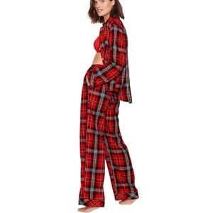 Victoria’s Secret Red Plaid Two Piece Flannel Pajamas Set Size XL